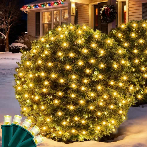 Vista 11 de Red de luces LED de Navidad para arbustos, 132 luces LED de 6 pies x 6 pies, conectables con certificación UL para arbustos, árboles, arbustos