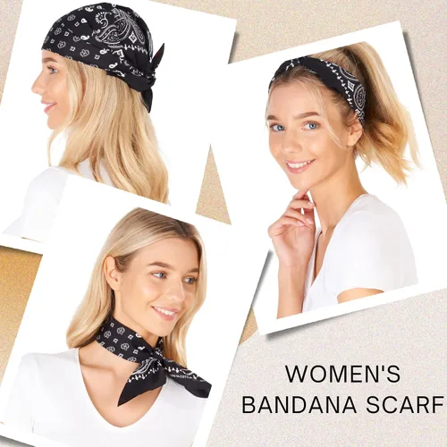 Vista 4 de Bandana de algodón de alta calidad para hombres y mujeres - Pañuelo para el Negro