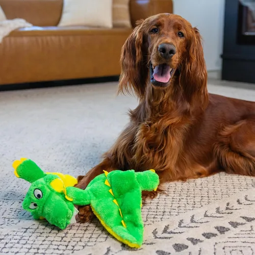 Vista 3 de Outward Hound Squeaker Matz - Juguete de peluche para perro, caimán, tamaño XL Verde