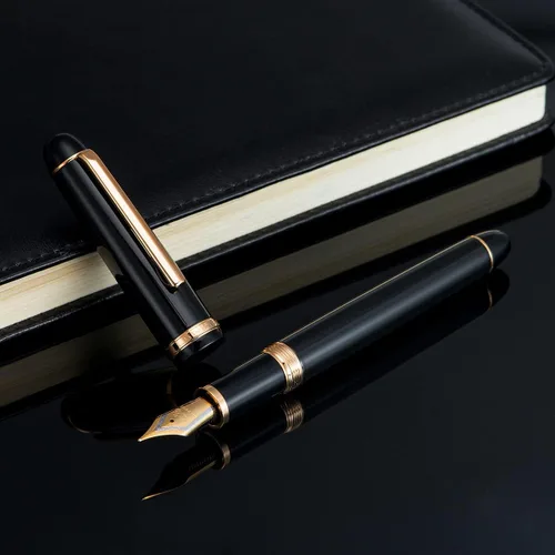 Vista 4 de Jinhao X350 - Pluma estilográfica mediana con convertidor, color negro con clip dorado