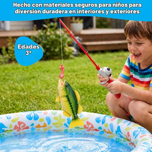 Vista 2 de Small World Toys Juego de pesca para niños, juguete magnético de pesca de bajo para niños a partir de 3 años, incluye caña de pescar para niños