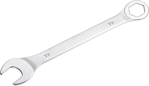 Vista 25 de uxcell Llave de combinación delgada con extremo de 6 puntos compensado y extremo abierto angular, chapado en espejo cromo métrico de acero de alto