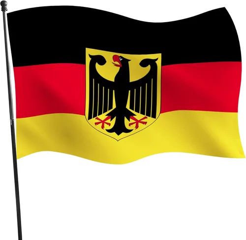 Vista 3 de YongFoto Bandera de águila de Alemania de 1 x 1.5 pies, bandera alemana para celebraciones al aire libre, hogar, jardín, porche, fiesta, banderas
