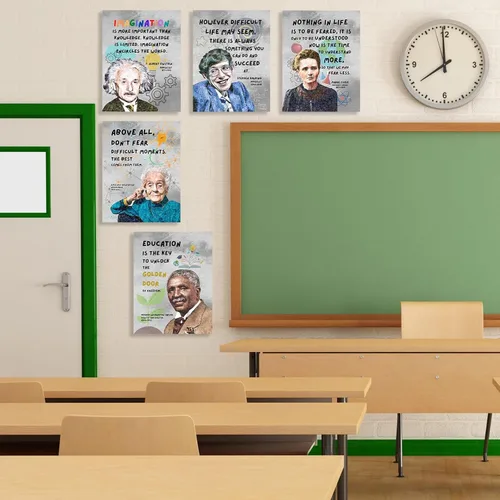 Vista 4 de Arte de pared motivacional de científicos famosos para decoración de aula, carteles e impresiones inspiradoras de celebridades para escuela