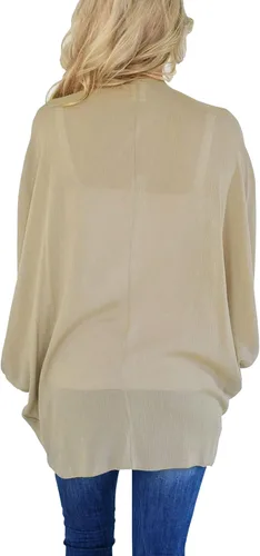 Vista 4 de PRETTODAY Cárdigan tipo kimono de gasa de verano para mujer manga murciélago chal transparente