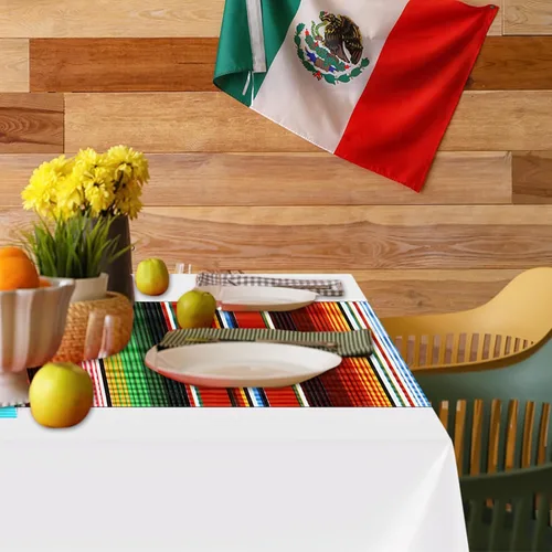 Vista 5 de Hosuly - Mantel para fiesta mexicana, 6 unidades, fondo blanco