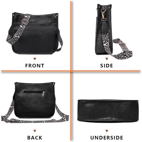 Vista 5 de AUYOCO Bolsos cruzados de cuero vegano para mujer bolso cruzado con correa de guitarra bolsillos con cremallera bolso de hombro