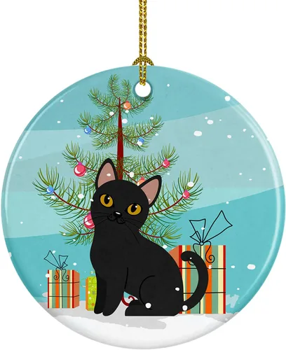 Vista 15 de Caroline's Treasures Árbol de Navidad de gato asiático, adorno de cerámica para colgar en el árbol de Navidad, decoración para el hogar, Navidad