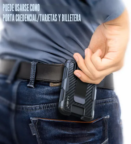 Vista 6 de LIUGX Porta-credenciales de Fibra de Carbono, Portador de Tarjetas de Identificación con Clip de Metal - Billetera Portátil de Servicio Pesado