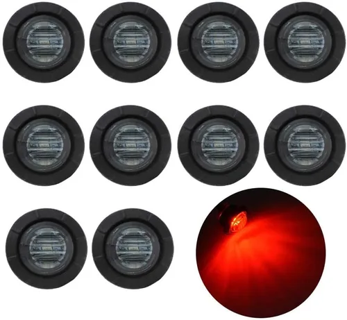 Vista 18 de TMH 10 unidades de 3/4 pulgadas de lente ahumada ámbar 3 LED mini redondo en miniatura lateral marcador lateral luces con goma adecuado para 10