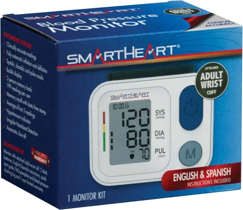 Vista 5 de SmartHeart Monitor automático de presión arterial de muñeca, adulto Muñequera, 2 usuarios, memoria de lectura 398, inflado y desinflado