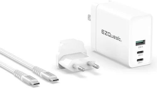 Vista 10 de Cargador USB C de 65 W - 1 puerto USB-C, 1 puerto USB-A, con cable de carga de 6.6 ft - Bloque de carga rápida PD - Pared del cargador GAN