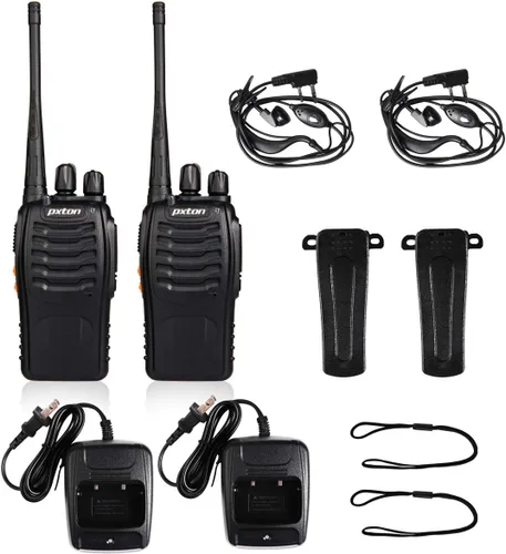 Vista 6 de pxton Walkie Talkies Radios recargables de dos vías de largo alcance con auriculares, radios de 2 vías, transceptor de mano UHF Walky Talky