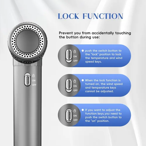 Vista 5 de Secador de Pelo Iónico Profesional Natrial con Difusor para Cabello Rizado, Secador de Soplado de Alta Velocidad de 1600W y 110000RPM para Mujeres