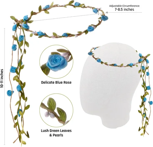 Vista 3 de Funcredible Accesorios de disfraz de hada, alas de hadas y corona de flores, purpurina