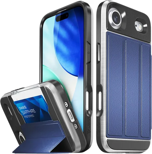 Vista 90 de VENA vCommute - Funda tipo cartera para iPhone 15, [protección contra caídas de grado militar] Funda de cuero con ranura para tarjetas con soporte