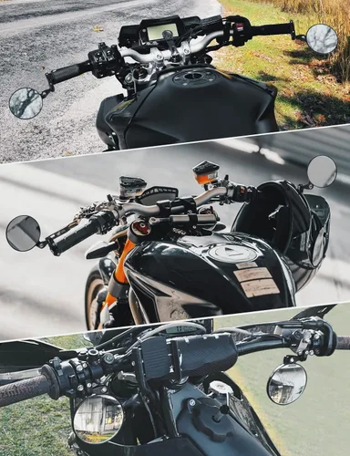 Vista 2 de KEMIMOTO Espejos Universales para Motocicleta, Espejos Laterales y Traseros para Manillar de Motocicleta Giratorias 360°, Compatibles con Manillar