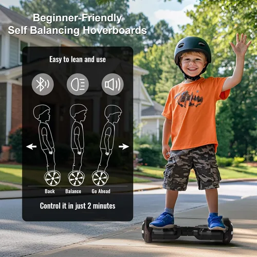 Vista 5 de Scooter, luces LED Bluetooth y Corlorful, potencia de rango de 7.5 mph y millas por motor dual de 250 W, regalos para niños y adultos, niñas y niños