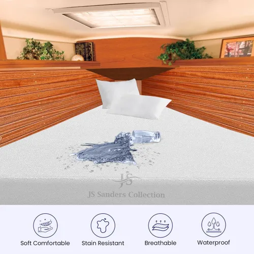 Vista 2 de Protector de colchón XL V Berth, estilo ajustado, algodón de rizo ultra suave, 100% impermeable, protector de colchón XL V, ultra suave