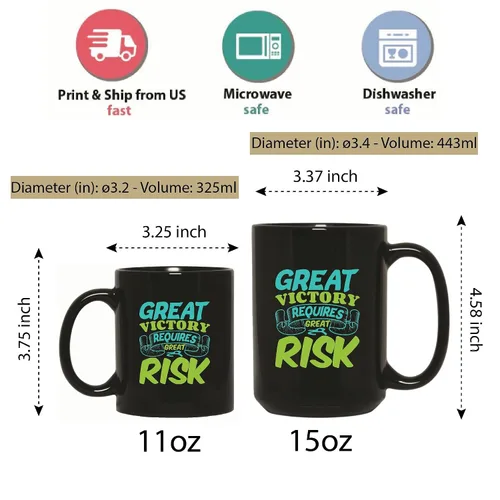 Vista 5 de Victory Day Gift Idea Great Risk for Great Reward 11oz 15oz Black Coffee Mug