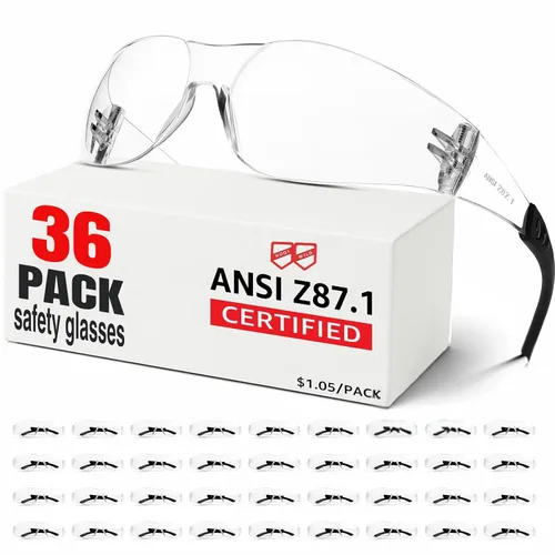 Vista 16 de Gafas de seguridad ANSI Z87.1 transparentes, paquete de 120 unidades, gafas de seguridad para hombres y mujeres, gafas de protección transparentes