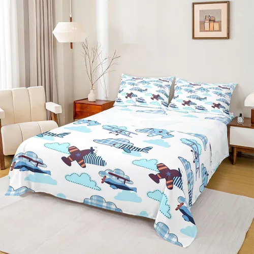 Vista 12 de Erosebridal Juego de sábanas de automóvil de dibujos animados para niños, juego de ropa de cama de camiones, tamaño individual, sábana bajera