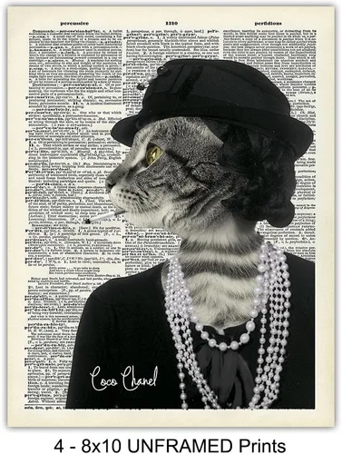 Vista 4 de Decoración de pared de gato, juego de arte de pared de gato, póster de gatito de 8 x 10 pulgadas, impresión, juego de 4 imágenes, regalo