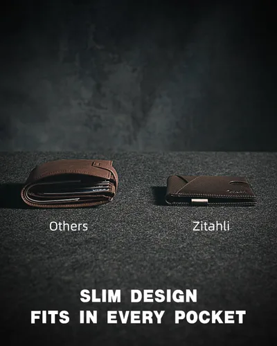Vista 44 de Zitahli - Billeteras delgadas RFID para hombres, billetera de cuero flexible con clip de dinero, cartera minimalista con bolsillo frontal