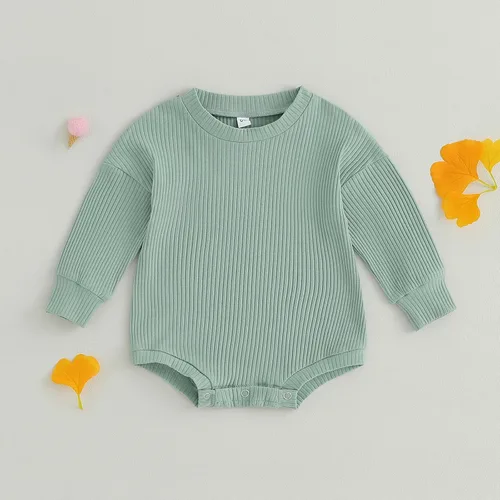 Vista 2 de Ropa de bebé recién nacido, suéter acanalado, enterizo de gran tamaño, sudadera de punto con burbujas, lindo traje de otoño