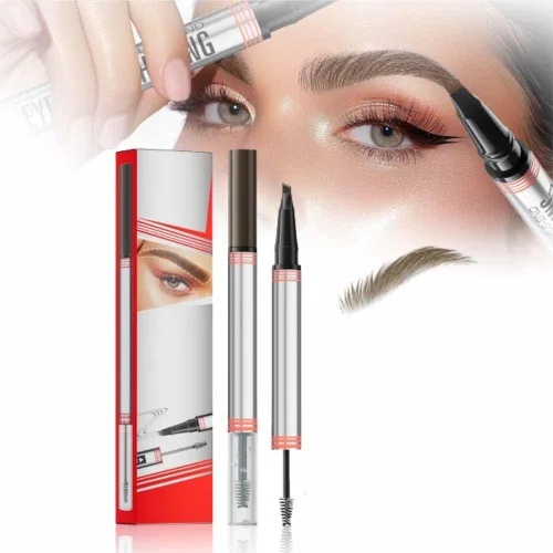 Vista 10 de 2024 Nuevo Lápiz de Cejas 2 en 1 con Gel, Lápiz de Cejas Mágico Resistente al Agua, Lápiz de Cejas de Microblading 3D de Doble Punta con 4 Puntas