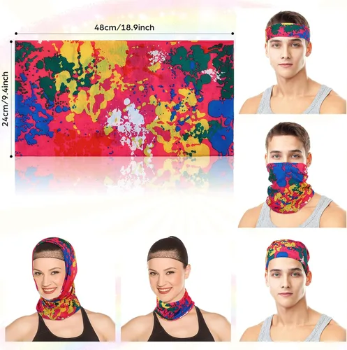 Vista 3 de Frienda - 3 piezas de accesorios hippie para disfraz de leopardo teñido anudado de los años 70, diademas hippie para hombres, collar con signo