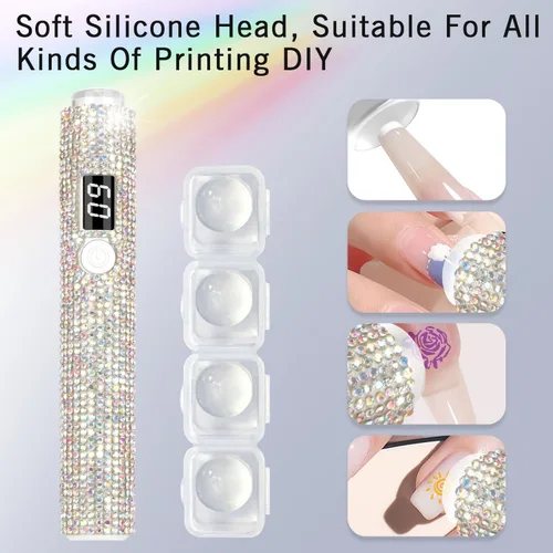 Vista 2 de Luz UV de mano para uñas de gel, mini luz UV con purpurina, lámpara de uñas portátil inalámbrica para secado rápido, lámpara LED recargable