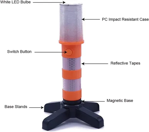 Vista 9 de Aolyty 2 luces LED de emergencia en carretera intermitentes rojo baliza de seguridad estroboscópica luz de advertencia de carretera Base magnética