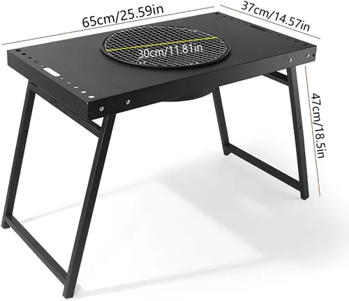 Vista 7 de Parrilla de carbón portátil, parrilla plegable de acero al carbono negra 25.5 in Patio Barbecue BBQ Grill,for Outdoor Cooking, Patio, Party