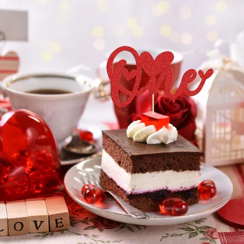 Vista 61 de Ephlyn 24 adornos para cupcakes con purpurina para el día de San Valentín, dulce amor, corazón, día de San Valentín, decoración para cupcakes