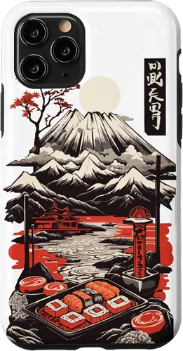 Vista 29 de Aesthetic Sushi Design Vintage Colour Woodcut Ukiyo-E Style Case for iPhone 16