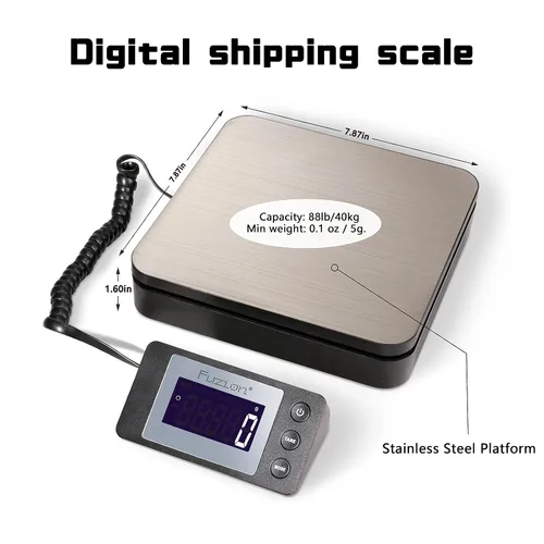 Vista 3 de Fuzion Báscula Digital de Envío de 88 lb × 0.1 oz, Báscula Postal de Acero Inoxidable Duradera con Tara, 4 Modos de Pesaje, Báscula de Envío