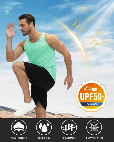 Vista 2 de TACVASEN Camisetas sin mangas para hombre, con UPF 50+, de secado rápido, ligeras, para correr, FPS
