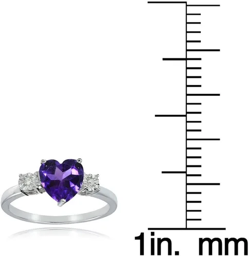 Vista 3 de Ice Gems Anillo de plata esterlina con amatista africana y corazón