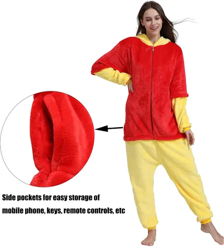 Vista 2 de Disfraz de pijama de animal para adultos de felpa de una pieza disfraz de Halloween cosplay franela para adultos y adolescentes