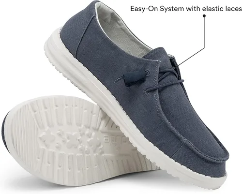 Vista 3 de Hey Dude - Mocasines Wendy de tela chambray para mujer