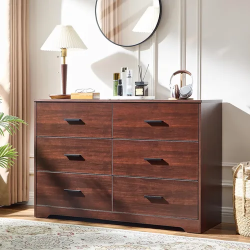 Vista 19 de LIDYUK Cómoda negra para dormitorio, cómoda de 6 cajones y cómodas, cómoda de madera moderna, cómoda de 48 pulgadas de ancho para dormitorio