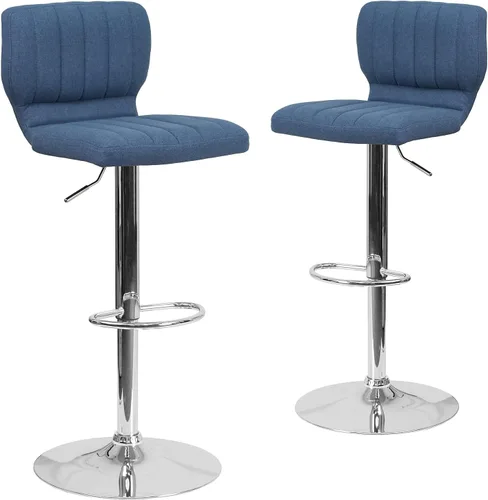 Vista 15 de Flash Furniture Taburete de bar de altura ajustable de vinilo marrón contemporáneo con respaldo vertical y base cromada