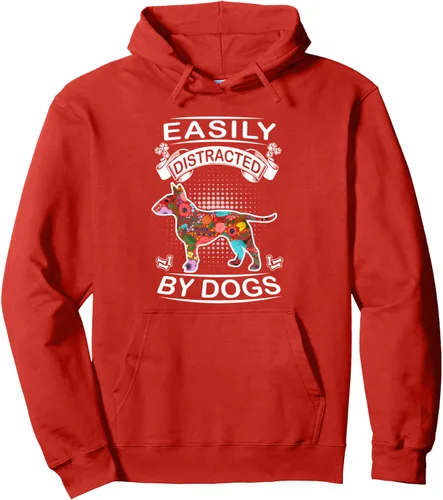 Vista 15 de Easily Distracted By Dogs Bull Terrier Dog Lovers Puppy Pullover Hoodie