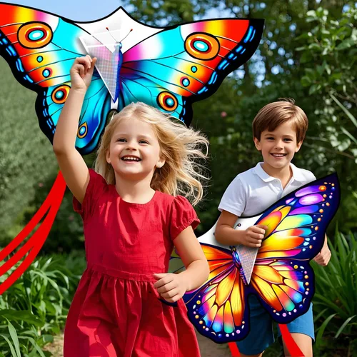 Vista 2 de Xida Butterfly Kite for Kids & Adults Easy to Fly, Ages 4-8 8-12, Large Kite with 300ft Handle, Perfect for Beach Trips