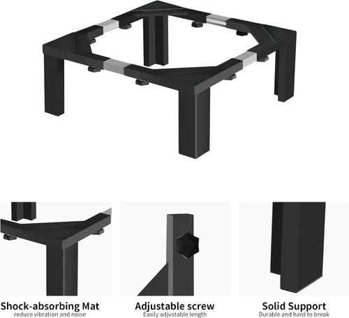 Vista 3 de Pedestal de lavandería de acero inoxidable resistente, soporte universal para lavadora y secadora de 12 pulgadas de altura para máquinas de carga