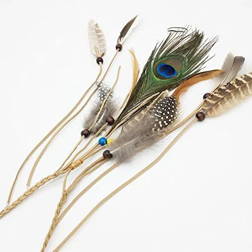 Vista 3 de Boho de plumas tocado diadema Headwear de boda indio Coachella pieza de pelo