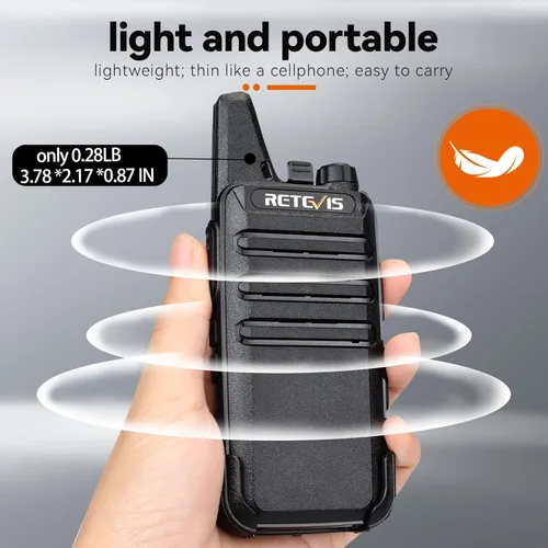 Vista 2 de Retevis Radio bidireccional RT22 recargable de largo alcance, radio portátil de 2 vías, carga USB-C, walkie talkies manos libres para adultos