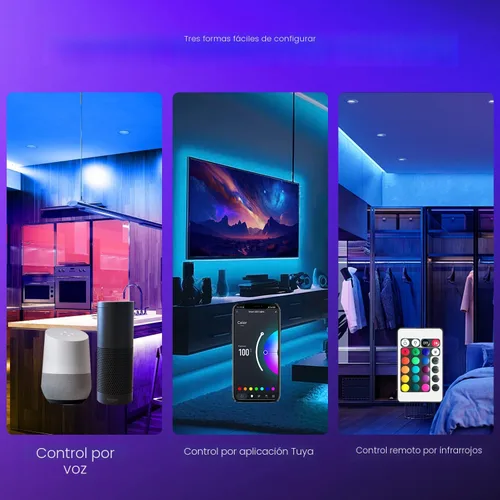 Vista 5 de DAYBETTER - Luces LED inteligentes con WiFi, controladas por la aplicación Tuya, funcionan con Alexa y Google Assistant, programación