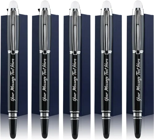 Vista 8 de Ancolo Bolígrafos de rodillo personalizados, juego de escritura suave de lujo con punta de cristal, tinta negra, personalizada con tu nombre